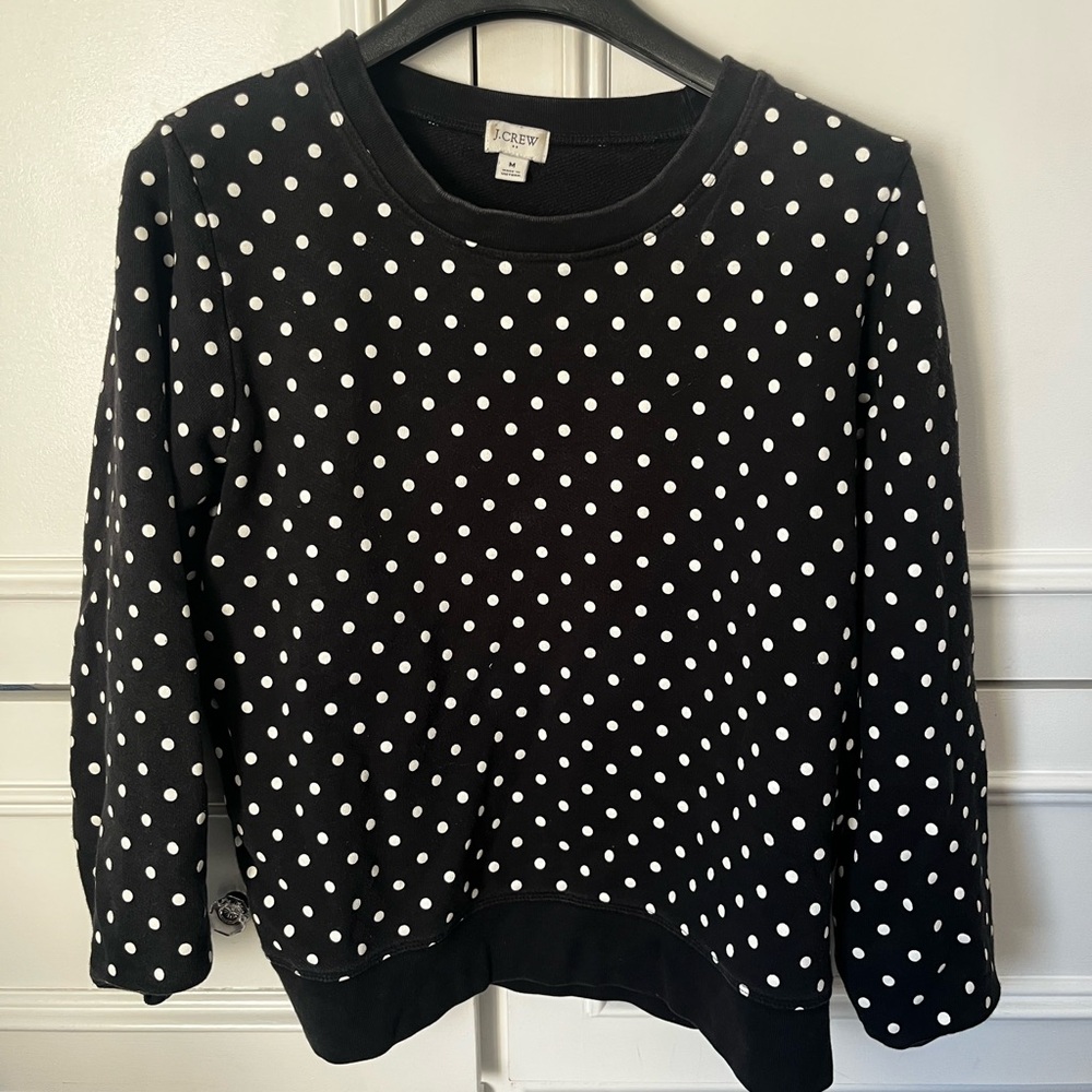 J. Crew Black and White Polka Dot Sweatshirt
